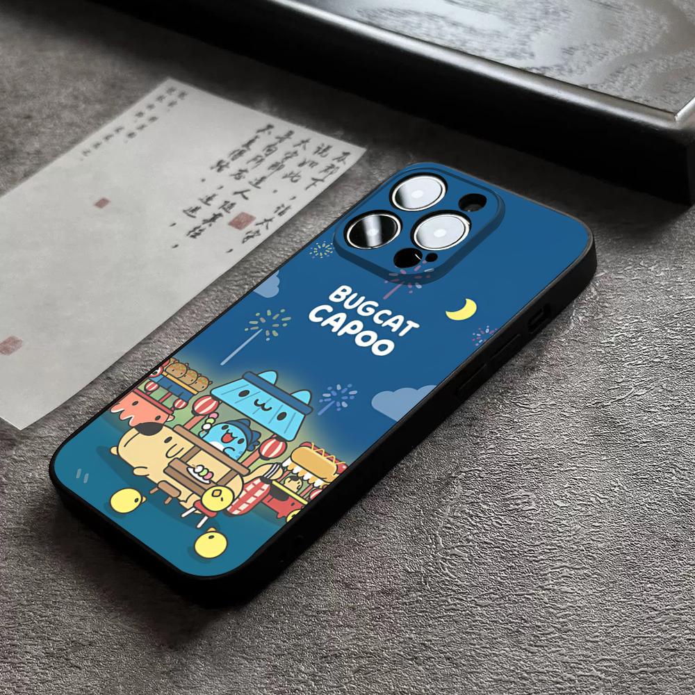 Bug Cat C-Capoo Phone Case For 17 Pro Max For Iphone 14 16 Pro Max 12 15 11 13 Pro Xr X Xs 8 7 Plus Back Cover