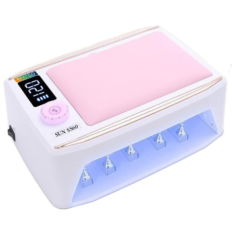 Перезаряжаемая УФ/LED лампа для ногтей 380 Вт с подставкой для рук для маникюра обеих рук
