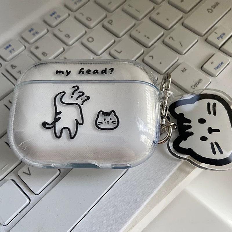 Мультяшный милый кот для чехла беспроводных Bluetooth-наушников Apple AirPods 1 / 1-го поколения, защитный чехол