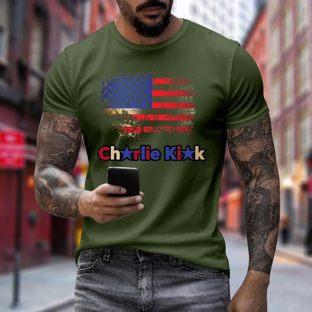 Men's Printed Short Sleeve T-Shirt Men's Loose Casual Short Sleeve Top