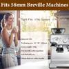 58mm Bottomless Portafilter Fit for Petrus Coffee Machine 3 Ears Bottomless Portafilter with Solid Wood Handle Puck Screen