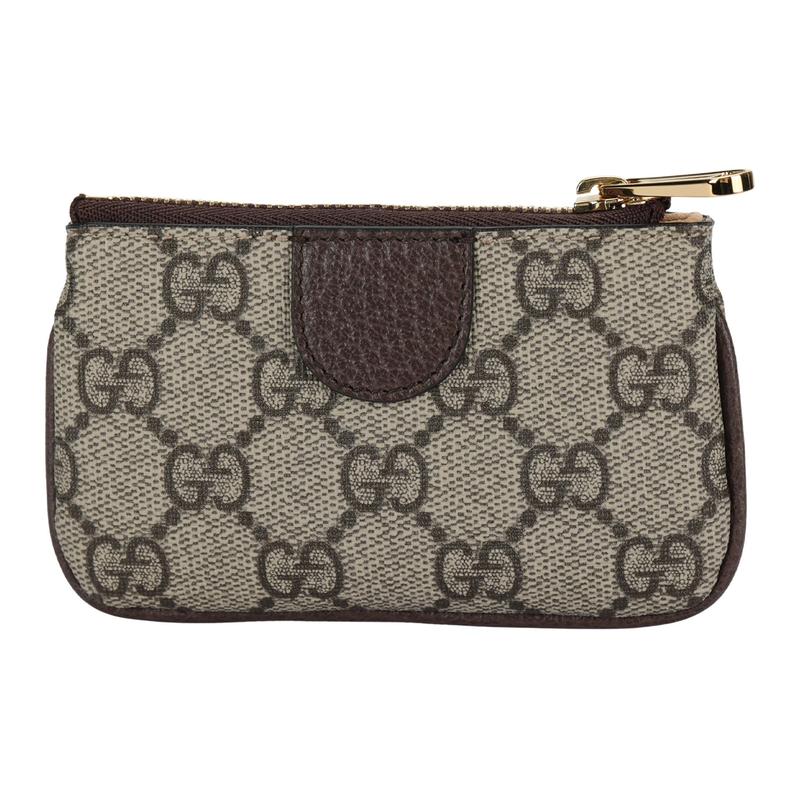 Gucci Ophidia Presbyopia Logo Striped Web Pendant Canvas with Leather Trim Coin Purse Key Bag Uniform Couple Style for Men and Women Ebony and Brown