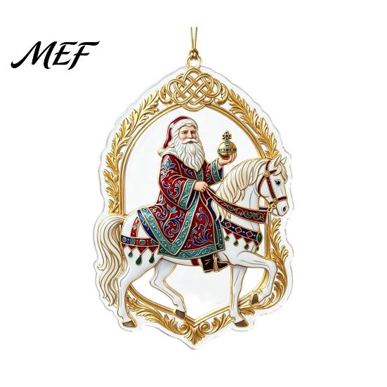 Xmas Party Decorations Santa Riding Horse Christmas Ornament, Acrylic Hanging Pendant with String, Garden Ornaments Festive Tree Decor for Living Room