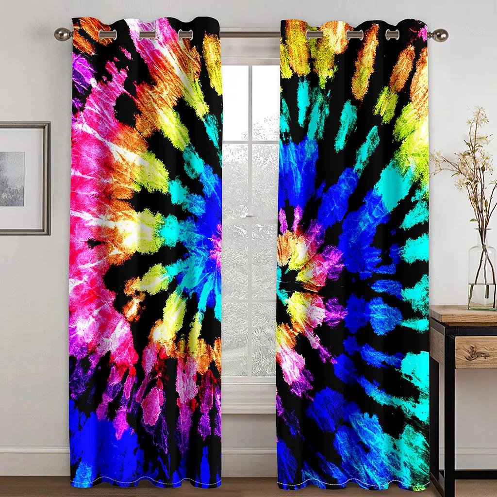 Дешевые ослепительные радужные красочные современные высокие затемняющие оконные шторы для гостиной спальни декор затемняющий материал драпировка новый