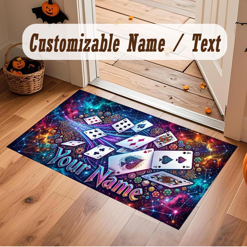 Astronaut Space Theme Soft Crystal Velvet Rug Custom Name & Text Print Non Slip Floor Rug for Bedroom Living Room