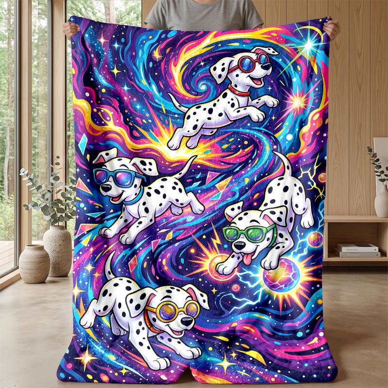 Space Bathing Pup Singing Theme blanket Lightweight Warm Flannel Blanket Decorative Throw Blanket for Home Decoration
