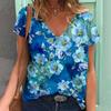 Футболки с 3D-принтом «растение-цветок», женская футболка с V-образным вырезом, короткий рукав, топ Y2k, уличная одежда Harajuku, футболка большого размера, женская одежда