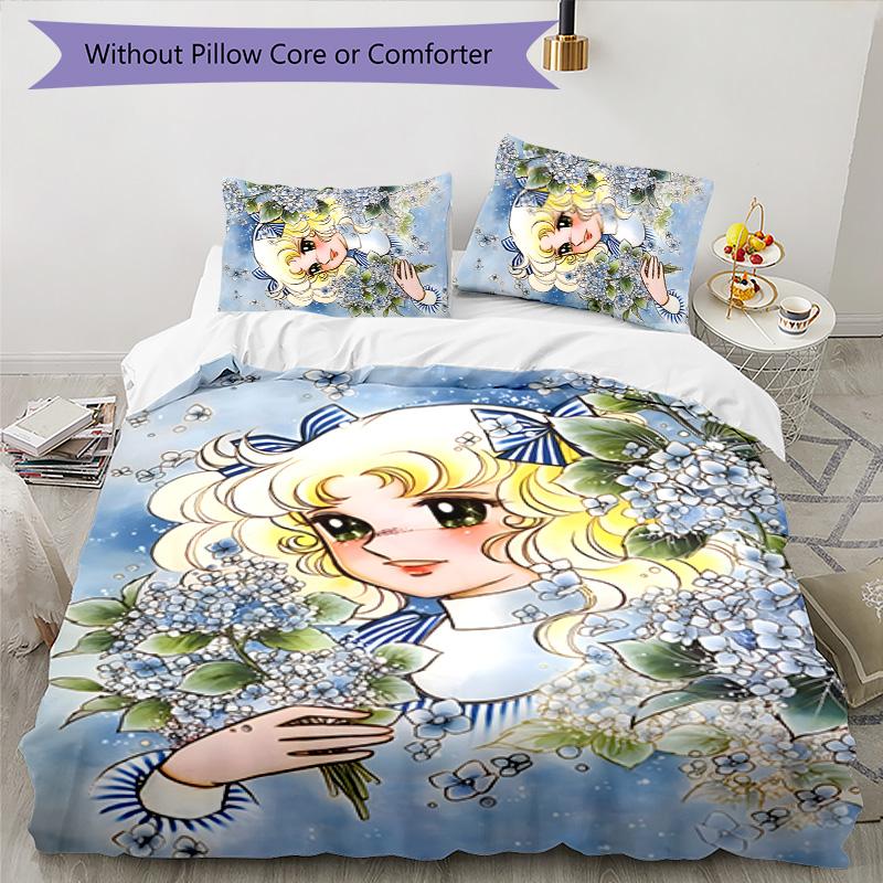 Candy Candy 3pcs Bedding Set Duvet Cover Closure Includes 1 Duvet Cover & 2 Pillowcases for All Seasons Bedroom Home Dorm Decor