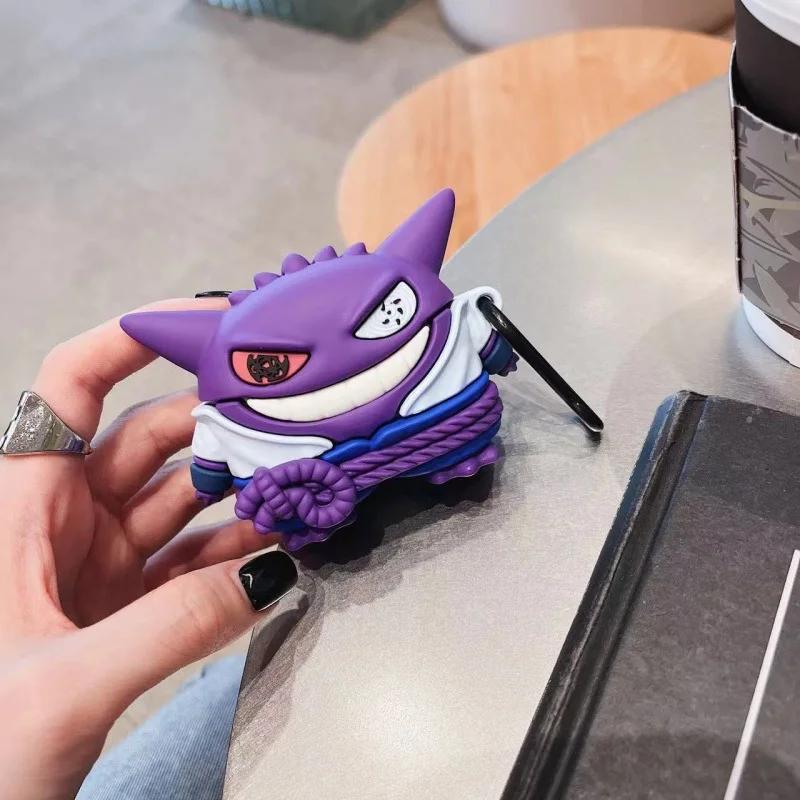 Для кейса Airpods 4 3 2 1 2024 Pokemon Фиолетовый Генгар Противоударный Чехол для Наушников Аниме Обложка Для Кейса Airpods Pro 2 Для Детей Funda