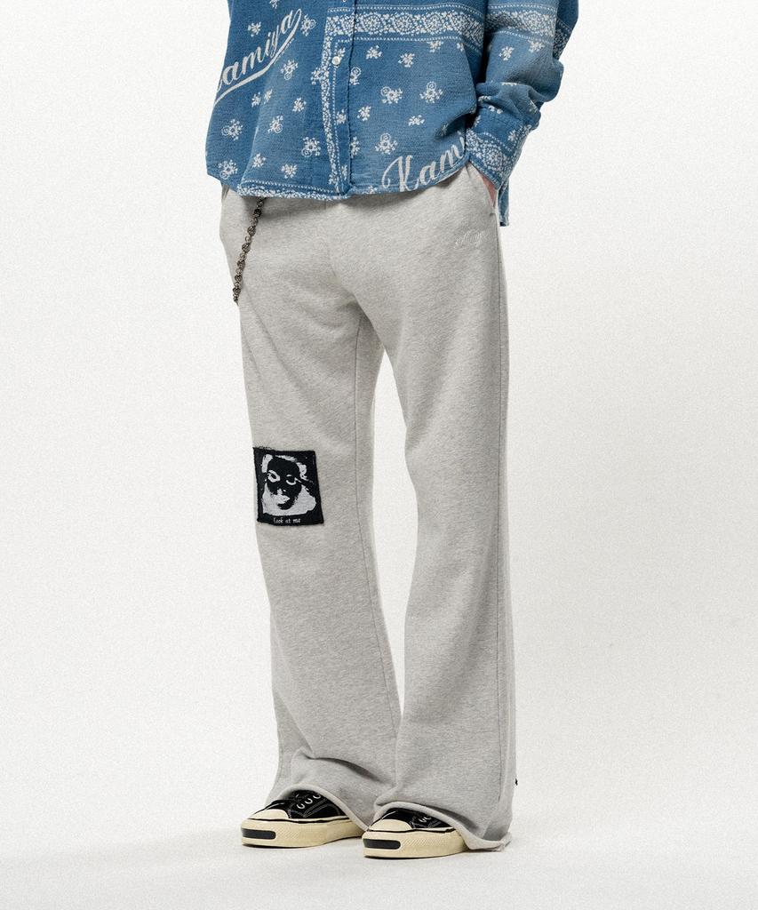 KAMIYA Girl Patch Bootcut Sweat Pants - Gray