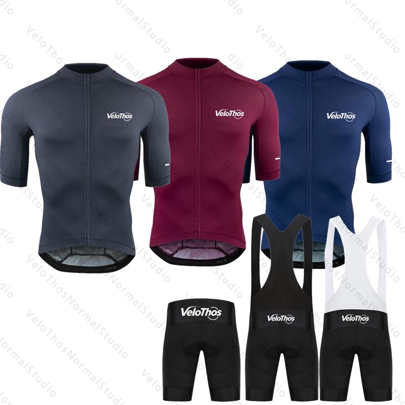 Cycling Set Short Sleeve Jersey Kit and Bib Shorts Pro Race Bicycle Clothing Suit Summer MTB Ropa Maillot Breathable VeloThos