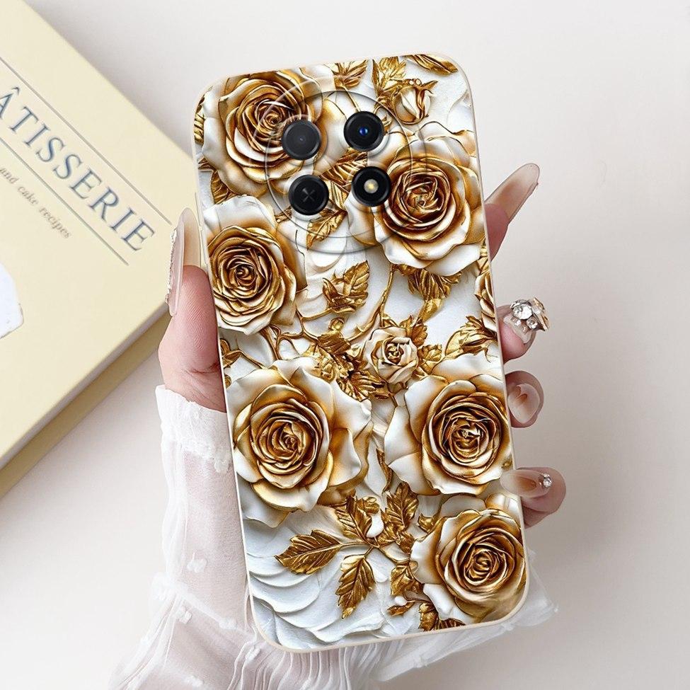 For Realme 12 5G Case For Realme 12X 5G Cover RMX3998 Luxury Fashion Flowers Kawaii Girl Cute Cat Shockproof Phone Case Funda