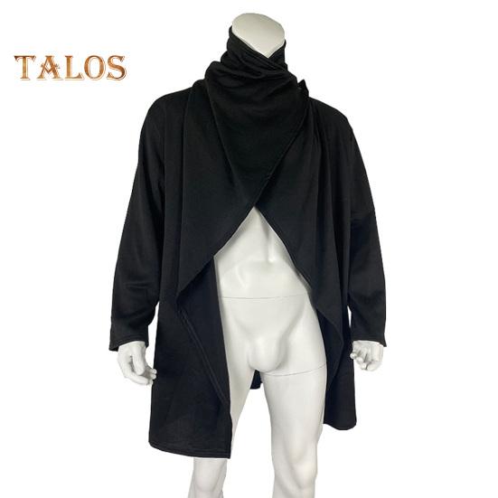 Мужское пальто-плащ с высоким воротником и длинным рукавом в уличном стиле, ветровка однотонного цвета с неровным подолом, верхняя одежда средней длины в стиле панк, зимняя верхняя одежда