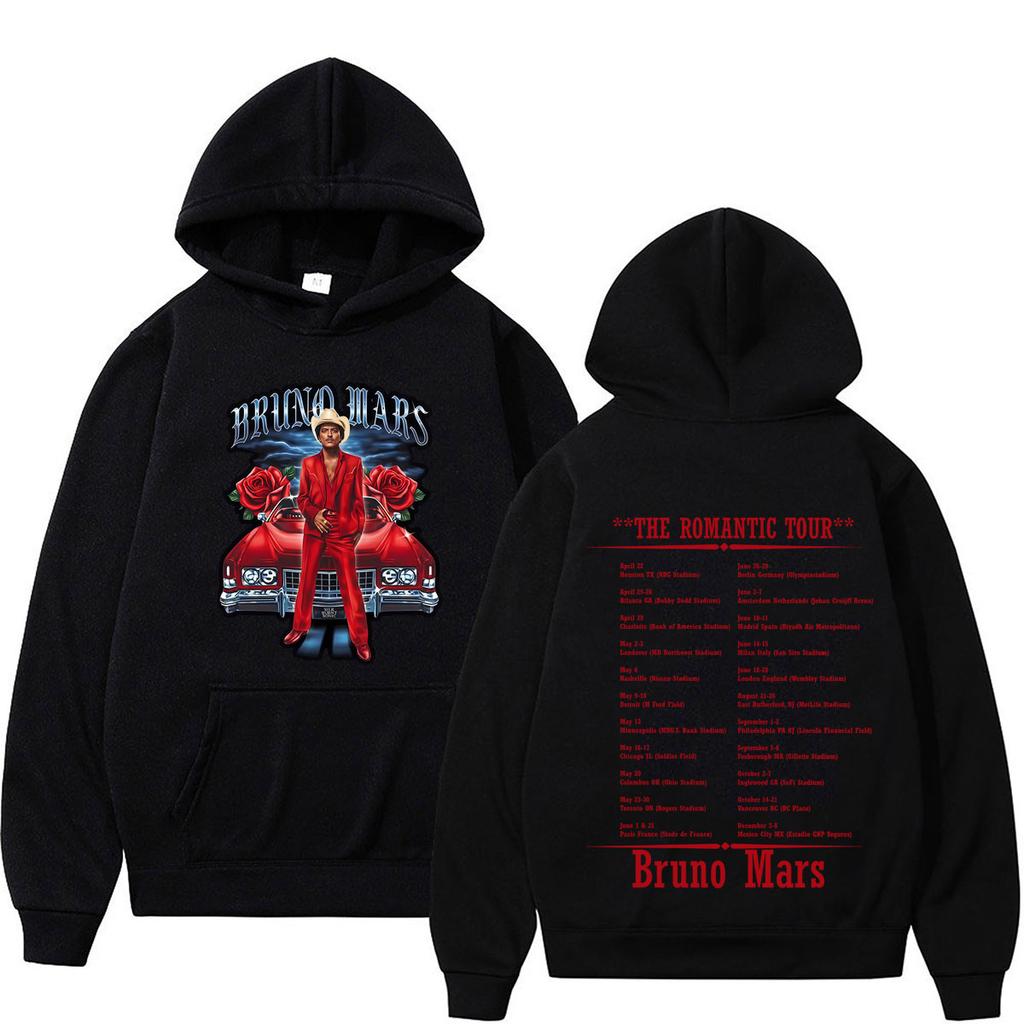 Bruno Mars The Romantic Tour 2026 Print Hoodie Men Women Fashion Sweatshirt Long Sleeves Loose Oversized Gothic Punk Sweatshirt