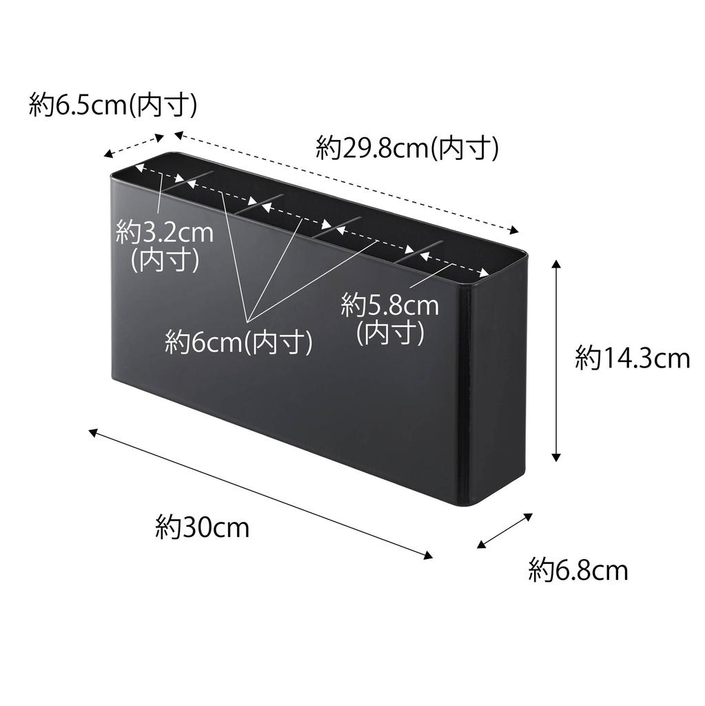 Yamazaki Tower Desktop Tool W30 x x Slim 2025 Stand, Black, Approx. D6.8 H14.3cm, Depth,