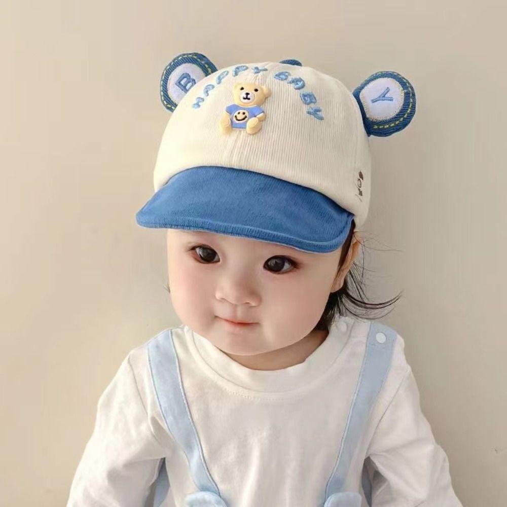 Cartoon Bear Kids Baseball Caps Adjustable Sunshade Visor Hat Korean Baby Peaked Caps Boys Girls