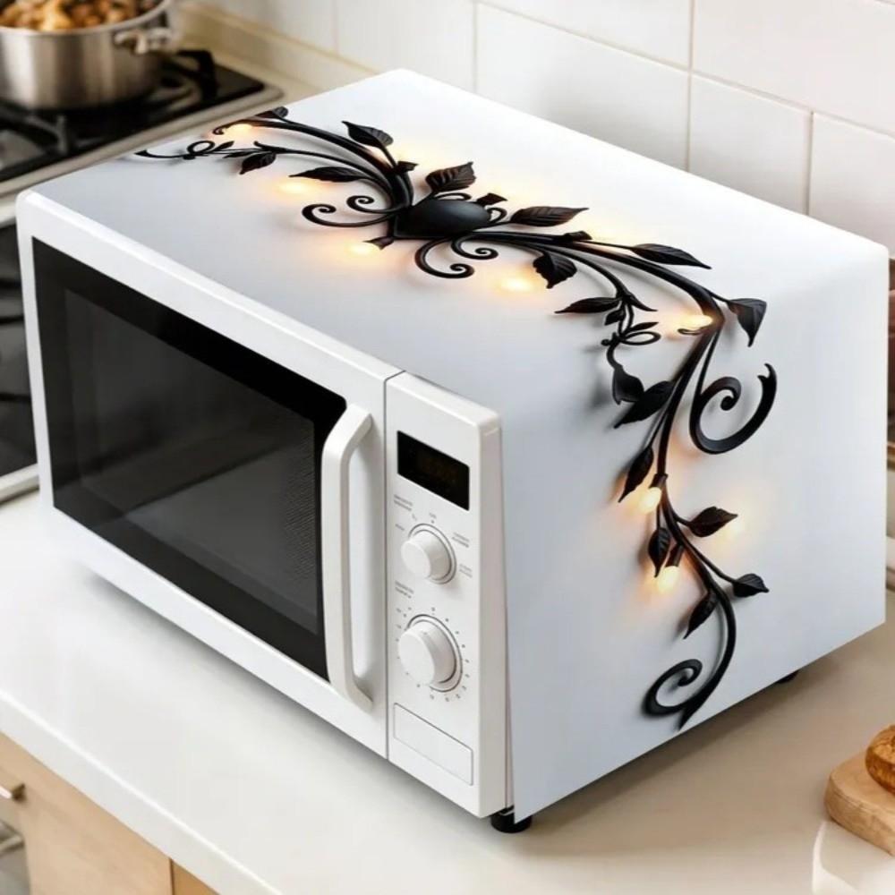 Printed Microwave Oven Dust Cover Floral Dust Protector Mat Microwave Cover Kitchen Appliance