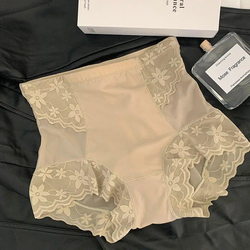 Нижнее белье, женские трусики, сексуальные кружевные трусики, большие размеры, M-XL, бесшовные трусы с высокой талией, трусы из ледяного шелка для девочек, женское нижнее белье