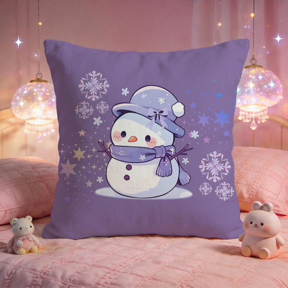 Cute Snowman Winter Cushion Cover Premium Comfort Reversible Pillow Cove Two in One Design for Any Room  Car Interior
