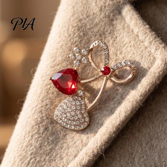 Coats Bow Brooch Bling Rhinestone Pin, Love Heart Bowknot Lapel Metal Pin Women Jewelry Accessory for Dresses Sweaters