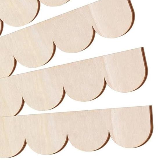 Yousheng 6/12Pcs Unfinished Scalloped Wood Border Trim Farmhouse Home DIY Crafts Wall Cabinet Shelf Door Window Frame Scalloped Edge Decorative Wood