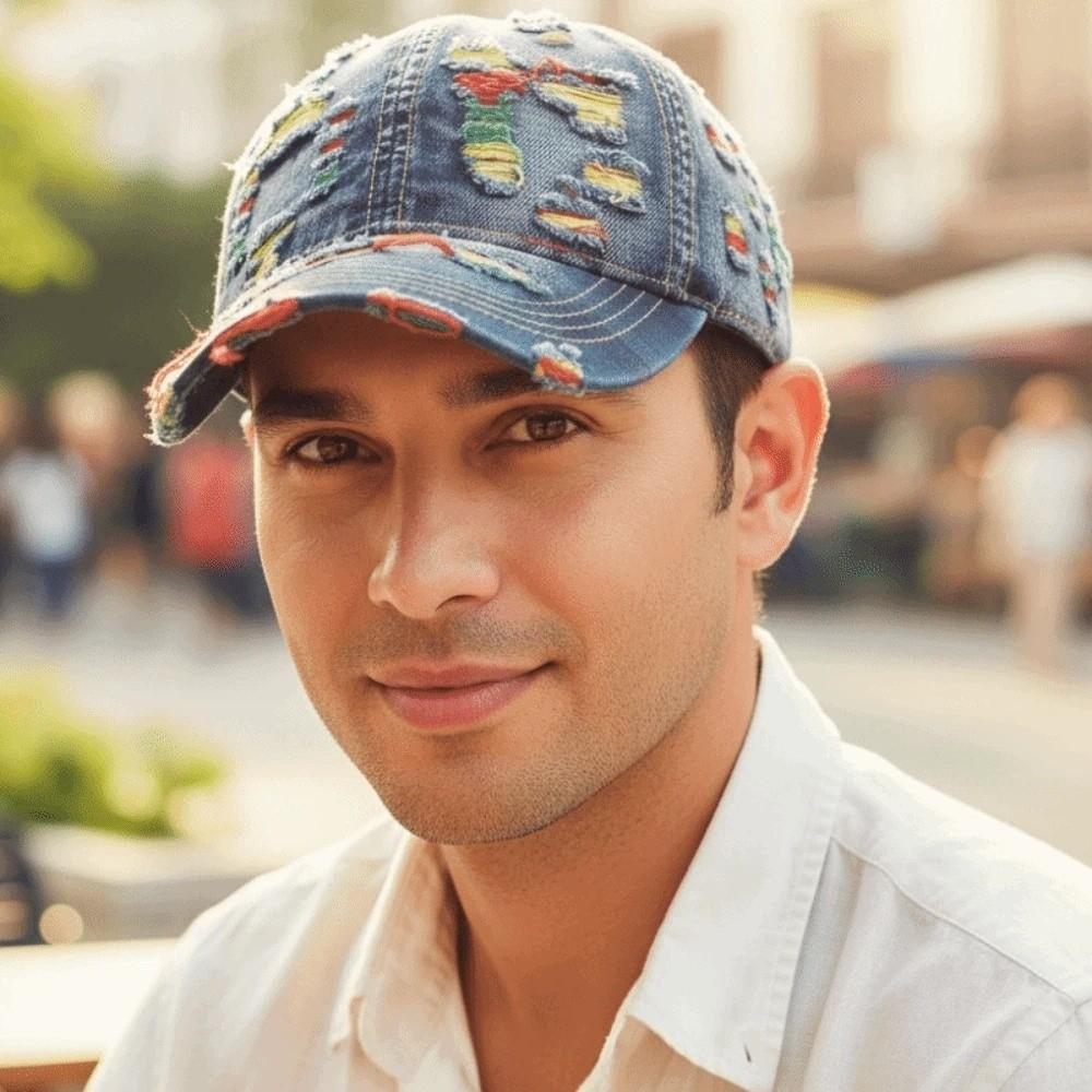 Adjustable Unisex Retro Peaked Hat Sunshade Distressed Colorful Casquette Outdoor