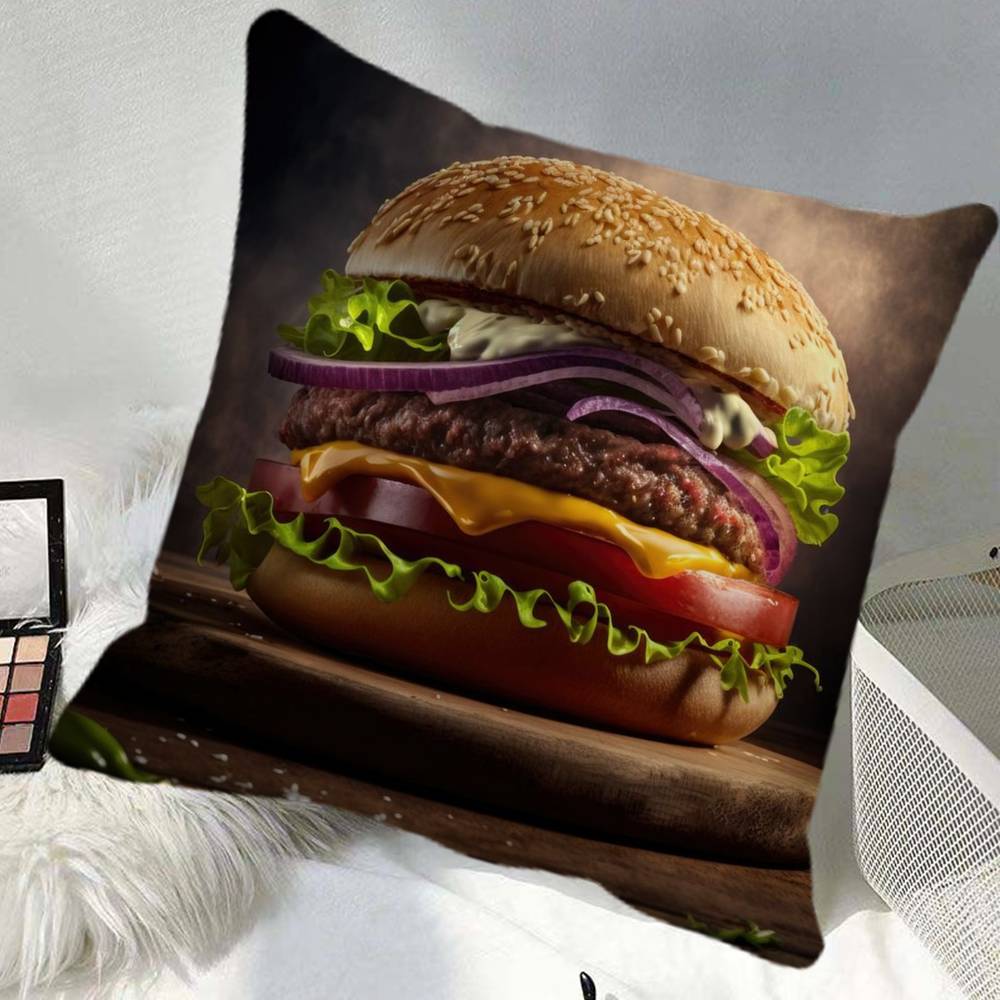 Pizza Hamburger Hot Dog Ice Cream Pillow Case Square Pillow Bedroom Sofa Leisure Comfort Cushion Car Home Decoration