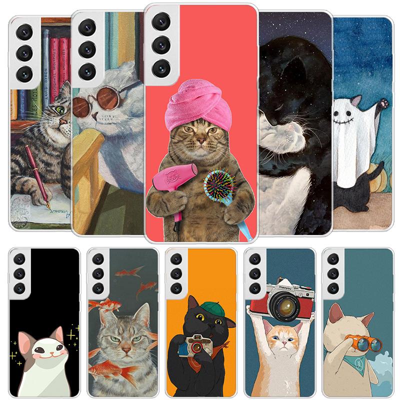 Cute Cartoon Lucky Cats Cover Phone Case For Samsung Galaxy S26 S25 Edge S24 Ultra S23 S22 Plus S21 S20 FE Soft Fundas Shell Gal
