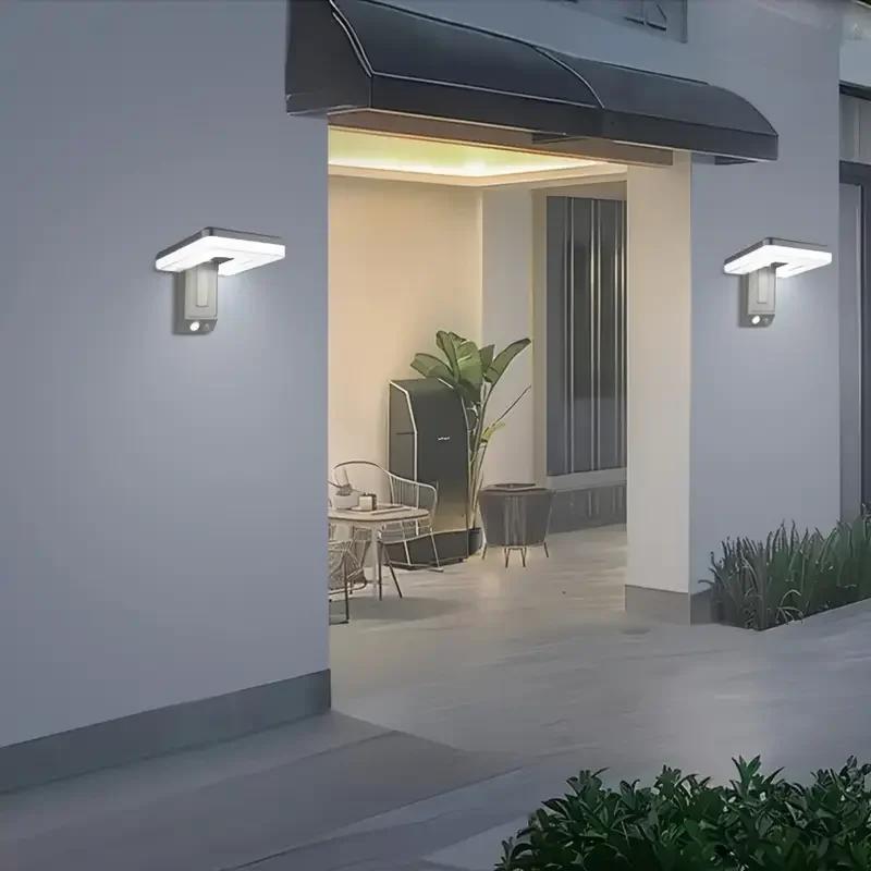 Solar Wall Light with 120° Foldable Head 3 Lighting Modes Motion sensor lighting IP65 Waterproof Wall Lamp for Garden Yard