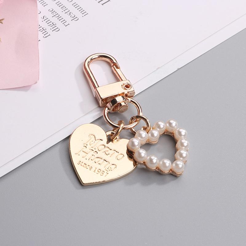 1 шт. брелок для женщин и девочек, корейская мода, жемчужный брелок для ключей, сумка, подвески, золотой брелок, брелок для ключей, милое сердечко, аксессуары для ключей