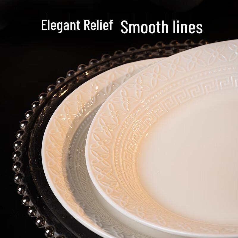 Jingdong Jingzao Embossed Ceramic Dinner Plates