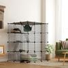 Steel Wire Cat Cage Indoor with Hammock, Ramps, Doors, DIY Cat Enclosure for 1-3 Cats, Black