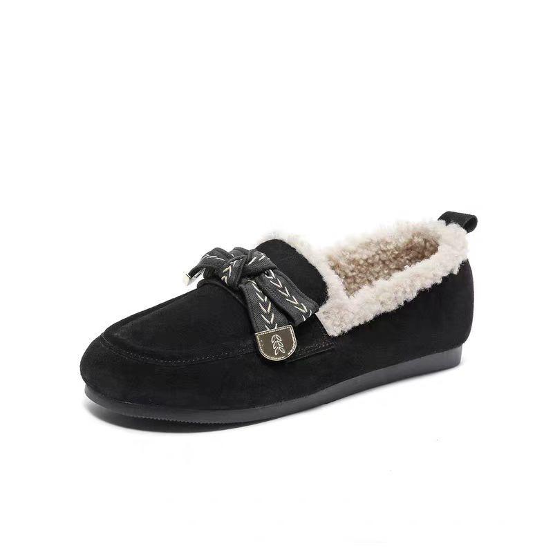 Зимние пушистые туфли зимние ретро Birkenstocks на плоской подошве с мягкой подошвой верхняя одежда велюровые теплые хлопковые туфли