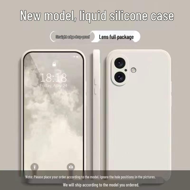 Чехол из жидкого силикона для Apple iPhone 16: Защита от падений, Однотонный цвет, Безопасный для кожи, Высококачественный простой дизайн