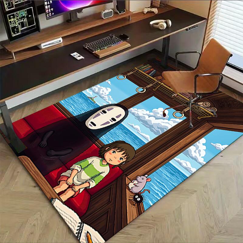 1pc Train Journey Spirit Carpet for Playroom Bedroom Living Room Sofa Home Decor,kids Game Area Rug Non-slip Floor Mat Y72915