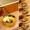 Golden Plated Ceramic Round Bathroom Combine Faucet Set Lavatory Washbasin Sink Diamond Setting Mixer Faucet