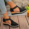 Fashion 2024 Hot Sale Women's Shoes Closed Toe Women's Sandals New Round Toe Casual Sandals Women High Quality Solid Wedge Single Shoes