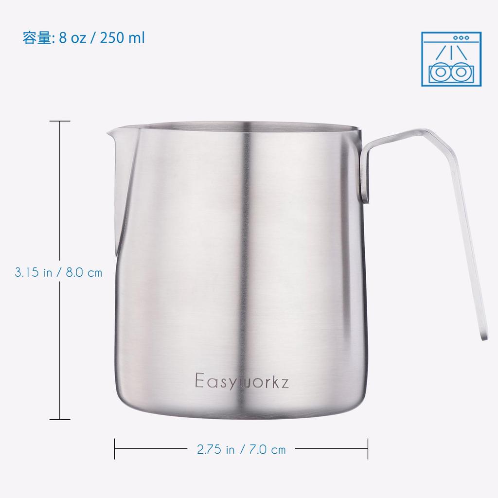 Easyworkz Stainless Steel Creamer and Sugar Bowl Set with Spoon, Stackable [Brushed Silver]