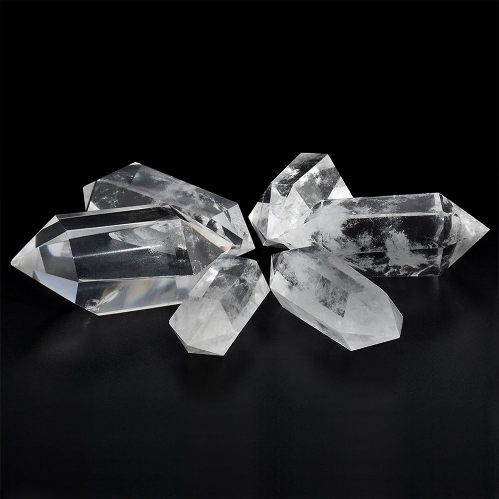 Healing Stone Reiki Treatment Hexagonal Wand White Quartz Clear Crystal Obelisk Double-pointed