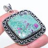 Ruby Fuchsite Lab-Created Handmade 925 Sterling Silver Pendant 2.56" Z9w55