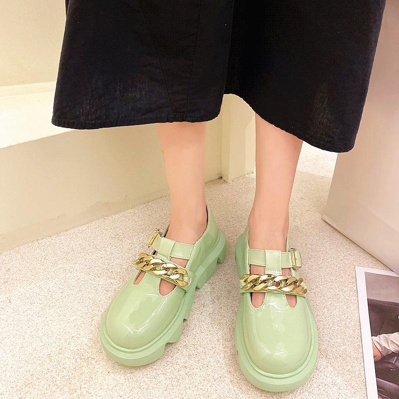 Женские туфли на плоской подошве в стиле Лолита Мэри Джейн для женщин, весенние женские туфли на платформе, винтажные мягкие туфли-оксфорды с цепочкой