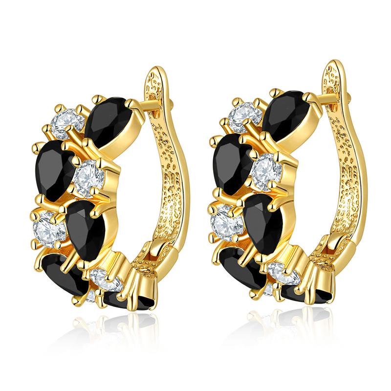 Серьги для женщин Ювелирные изделия Позолота 14K Pendientes Модные Круглые Кольца Прозрачная Мозаика Цирконий CZ Пусеты Серьга-гвоздик Ювелирное изделие
