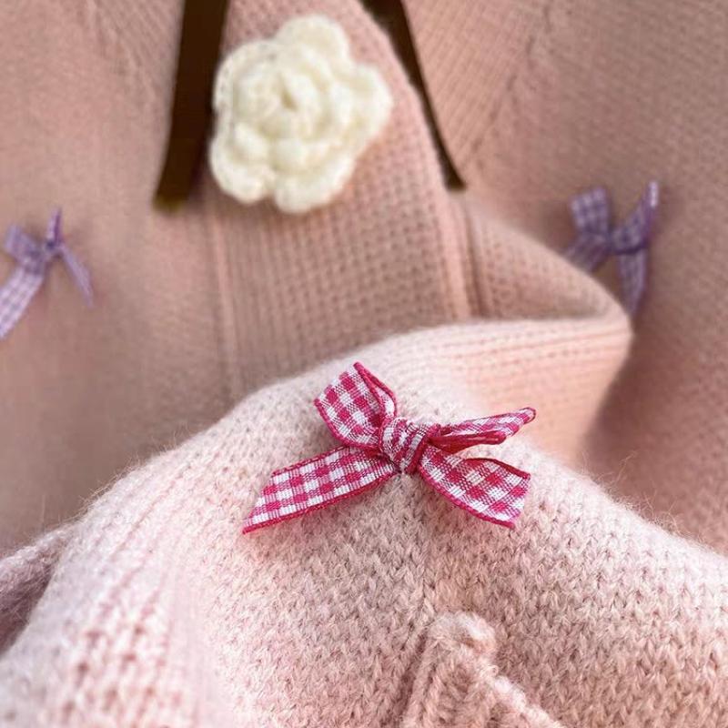 3D цветочный кардиган для женщин однотонный длинный рукав свободный бант женский свитер V-образный вырез повседневная женская верхняя одежда топы