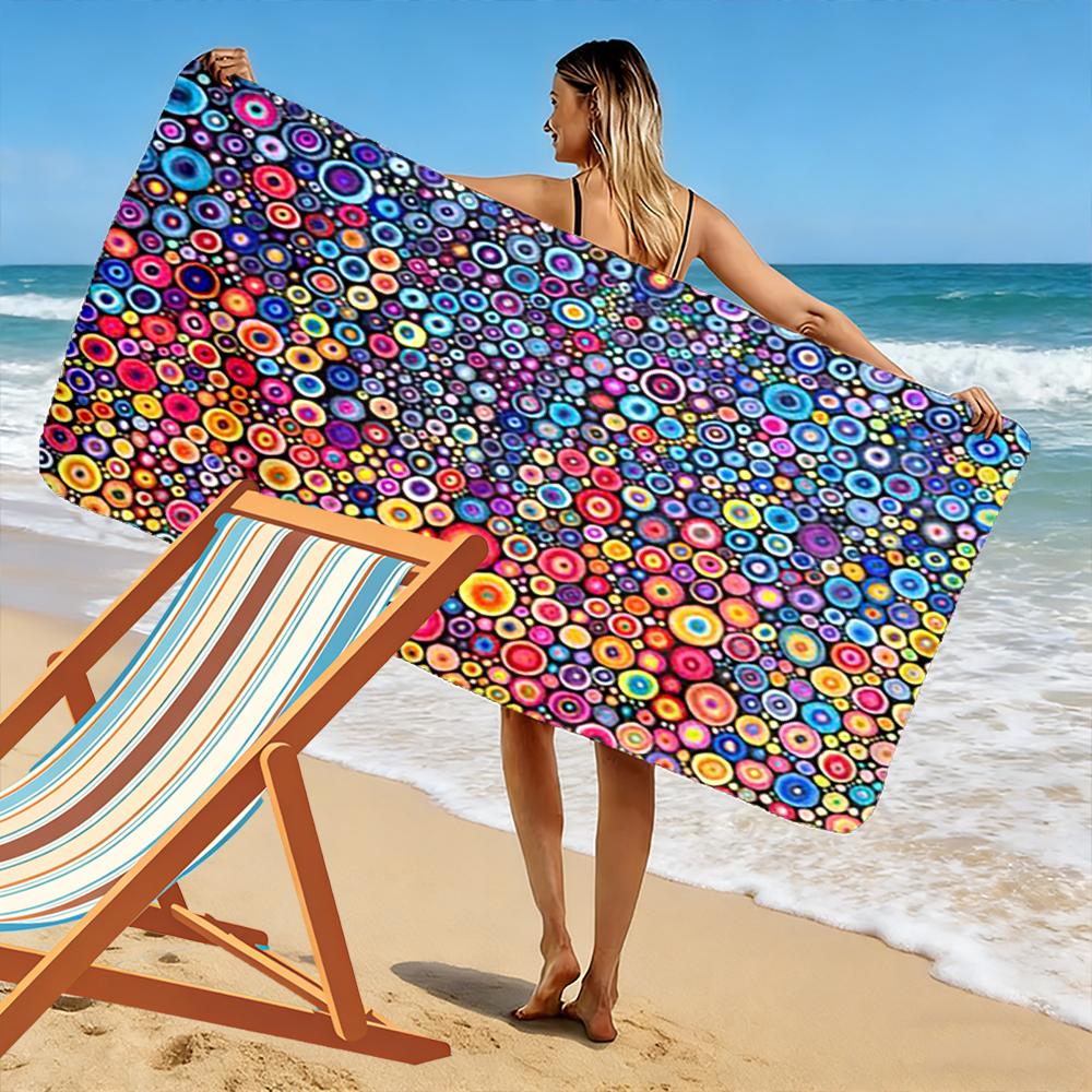 Colorful Abstract Circular Pattern Beach Towel quick-drying for travel outdoor sports jogging beach and swimming