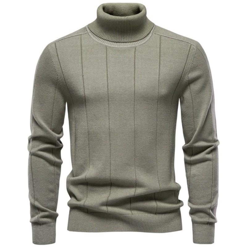 Mens Warm Thick Knit Sweater High Turtleneck Slim Fit Long Sleeve Fall Winter 2026