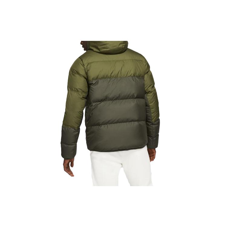 Nike Мужская зеленая пуховая куртка с капюшоном, умеренно стеганая, DD6796-326