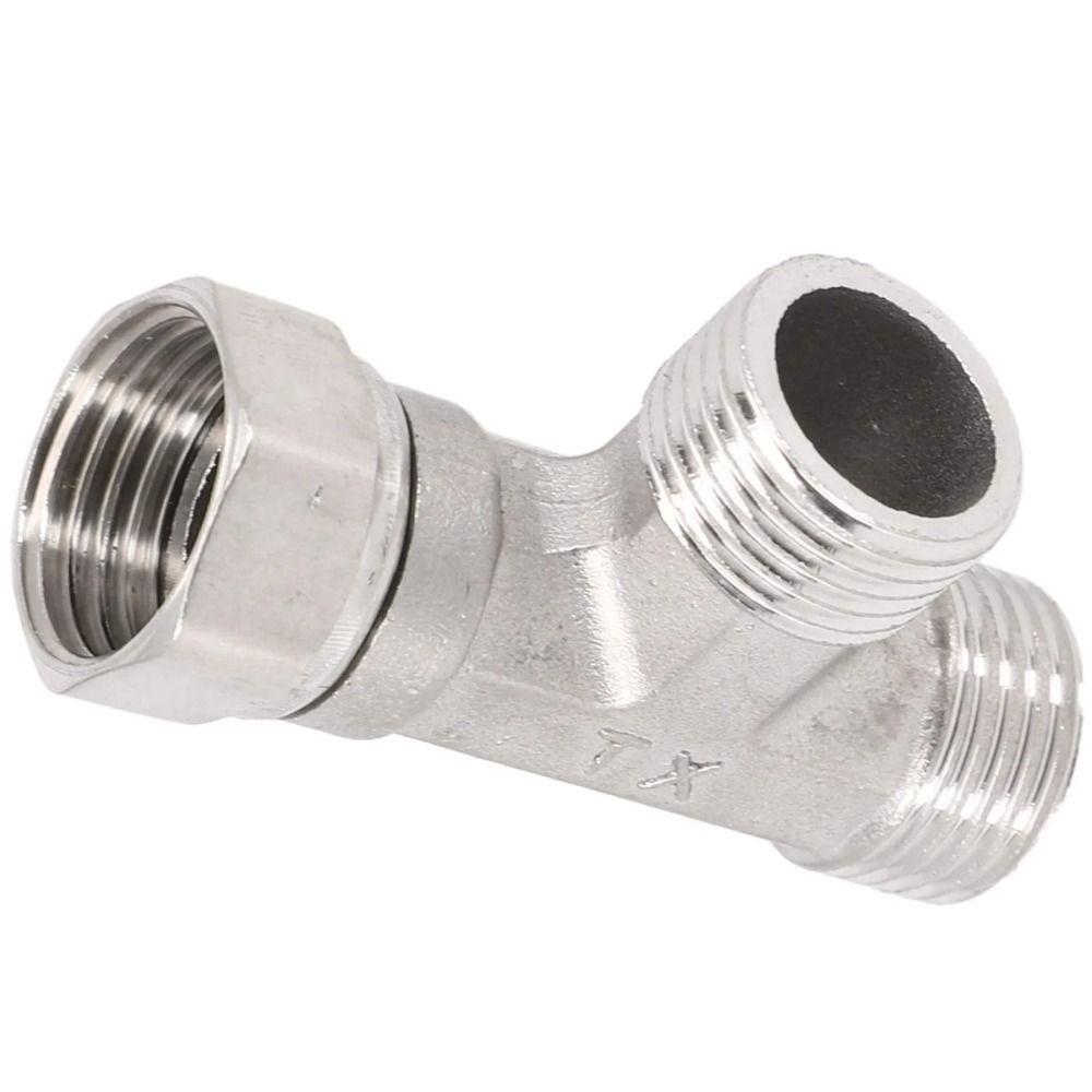 Water Splitter T Adapter Stainless Steel Shower Valve Durable 3 Ways Valve Water Pipe