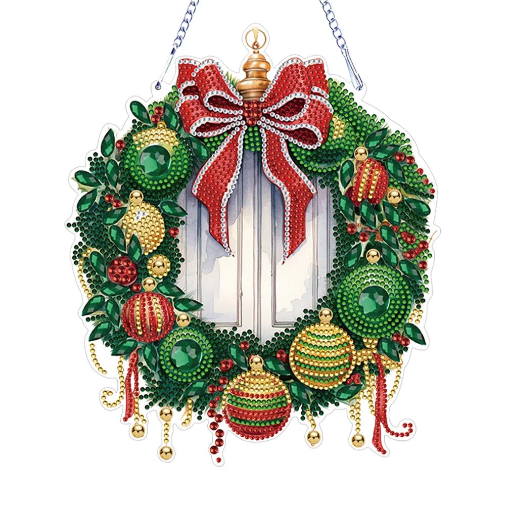 Алмазная картина специальной формы, подвесной венок, акриловая рождественская алмазная картина, настенный декор, венок, алмазная художественная картина, гирлянда