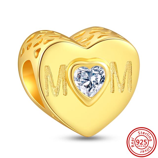 100% стерлингового серебра 925 пробы, подвеска для мамы, бусины в форме сердца навсегда, подходят оригинальные модные подвески, браслет, ювелирные изделия своими руками, подарок на день матери
