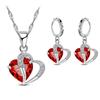 Bridal Jewelry Set Heart CZ Crystal 925 Sterling Silver Color Pendant Necklace Earrings for Women Wedding Anniversary Gifts